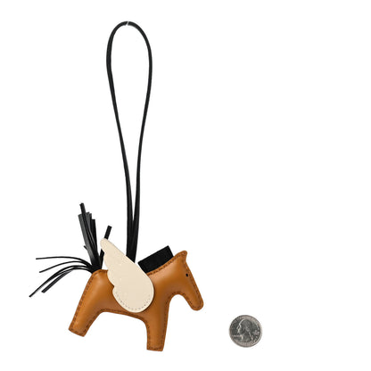 Hermes Milo Lambskin Grigri Rodeo Pegase Horse Bag Charm PM Sesame Black Nata 2 of 4