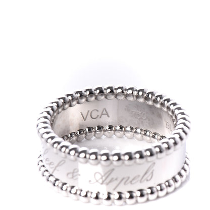 Van Cleef & Arpels 18K White Gold Perlee Signature Ring 53 6.25 4 of 5