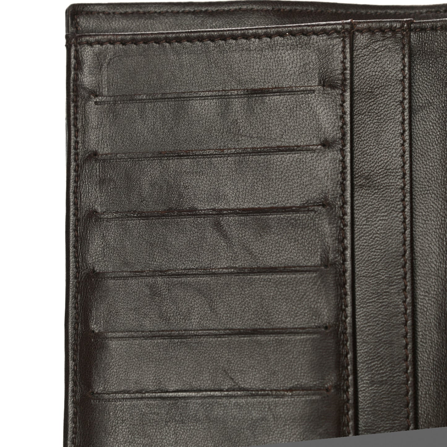 Lambskin Quilted Large Flap Wallet Dark Brown