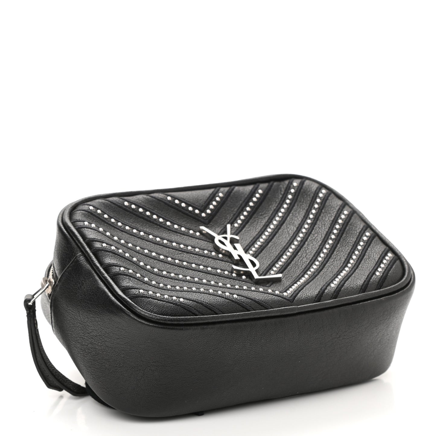 Calfskin Matelasse Studded Monogram Lou Belt Bag Black