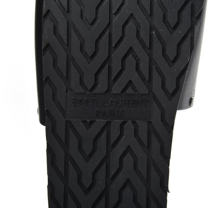 Saint Laurent Calfskin Suede Joan Slide Sandals 35.5 Black 8 of 10