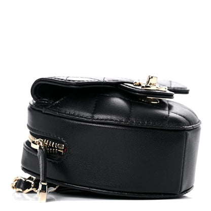 Chanel Lambskin Quilted CC In Love Heart Waist Belt Bag With Chain Black 4 of 10