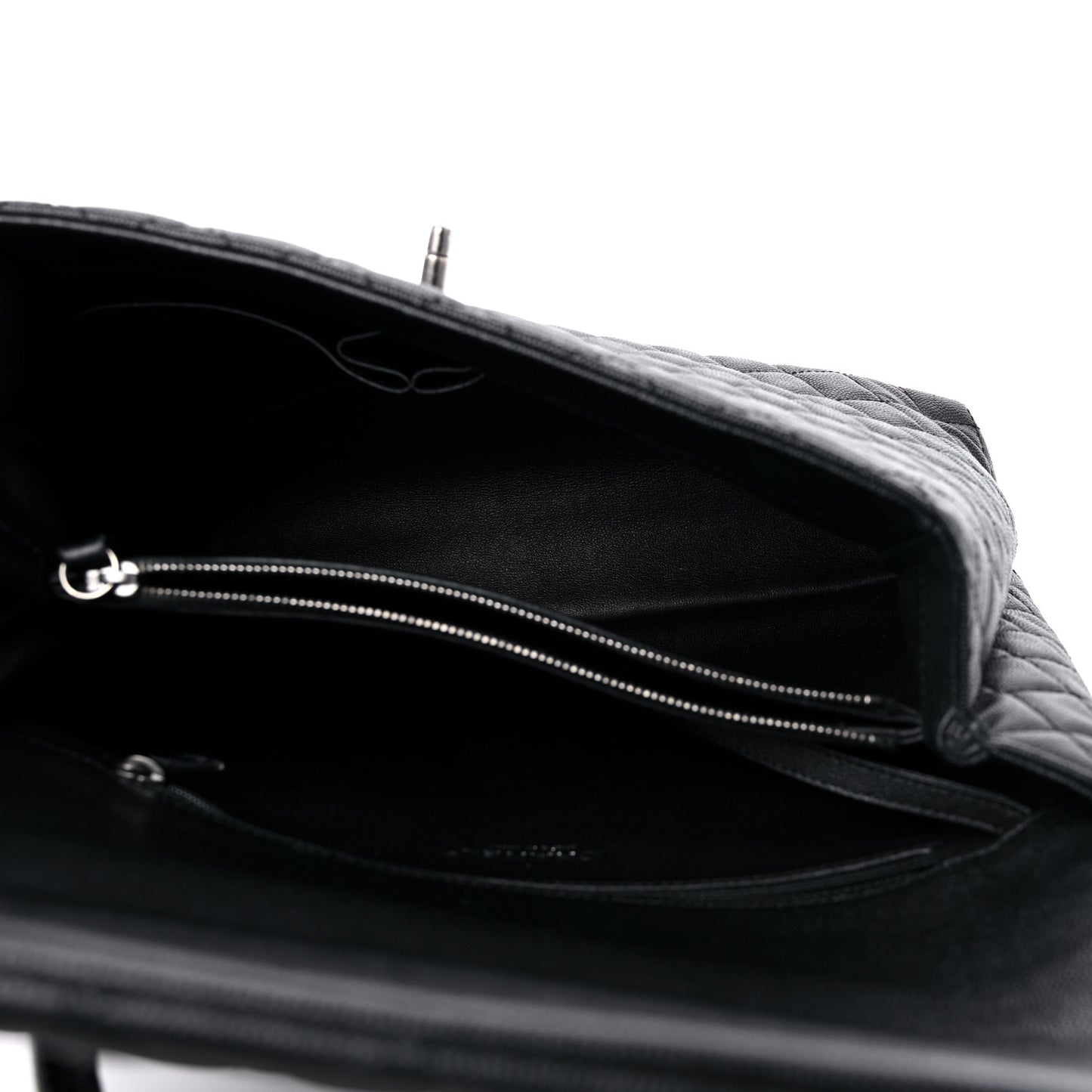 Caviar Lizard Quilted Large Coco Handle Flap Black