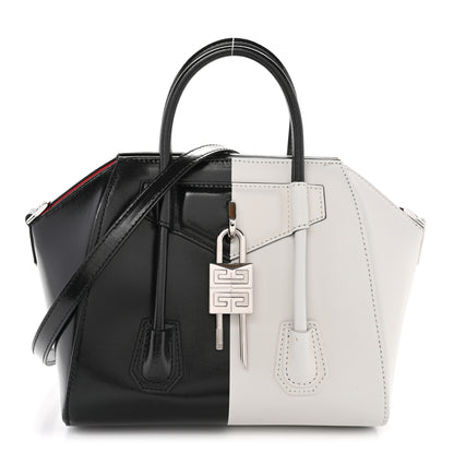 Givenchy Box Calfskin Mini Lock Antigona Shoulder Bag Black White 1 of 13