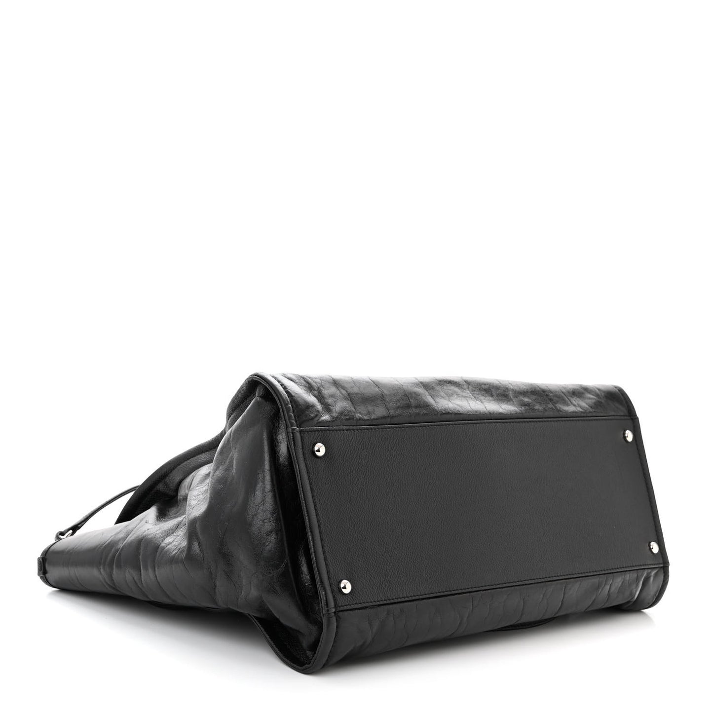 Glazed Calfskin Medium Deauville Tote Black