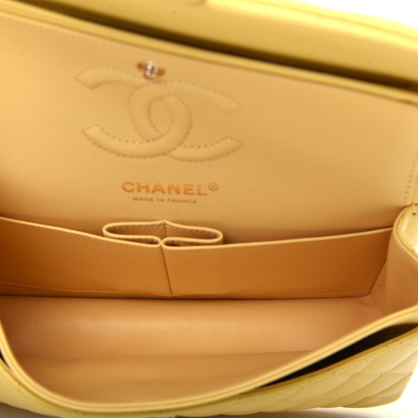 Caviar Quilted Small Double Flap Yellow