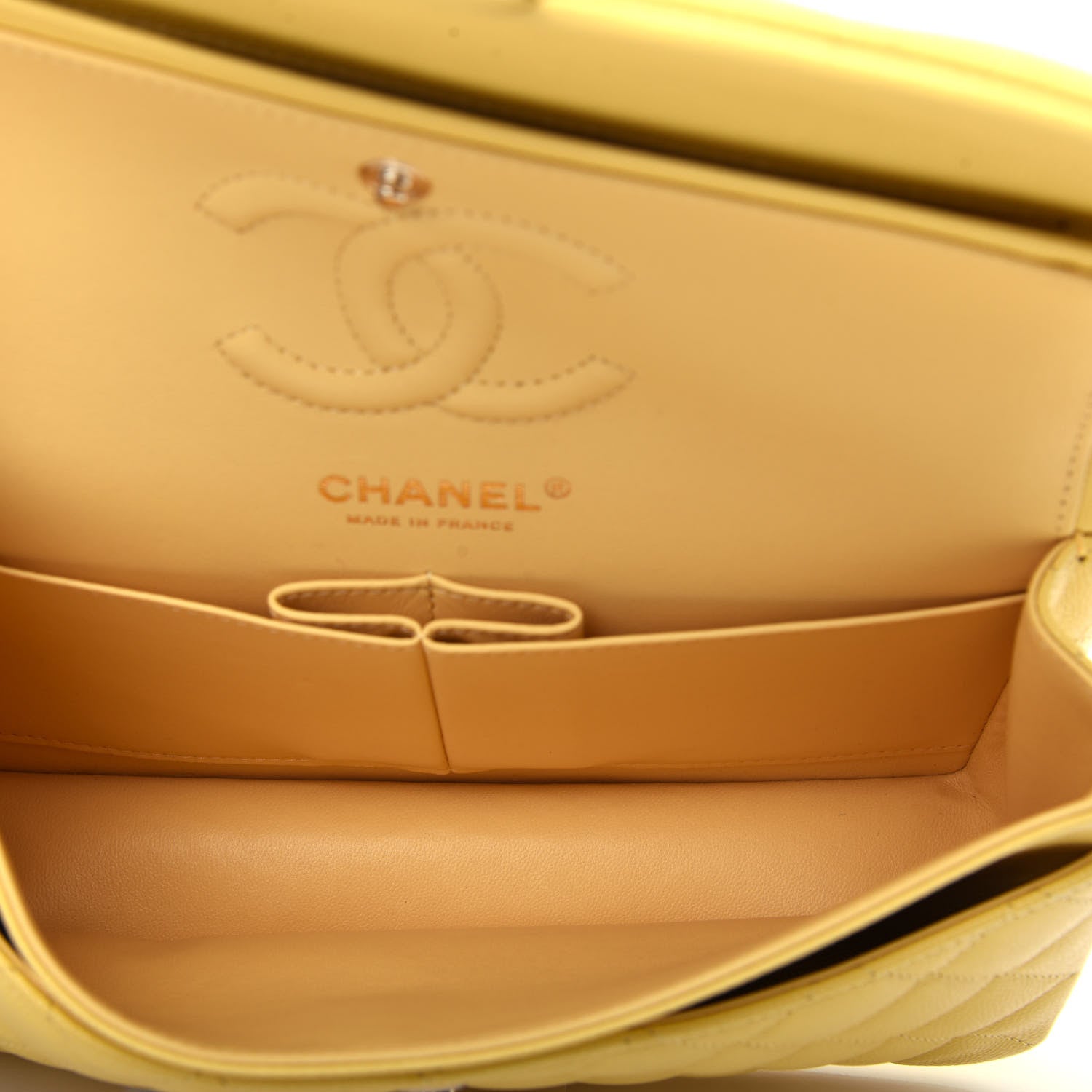 Chanel Caviar Quilted Small Double Flap Yellow 5 of 10