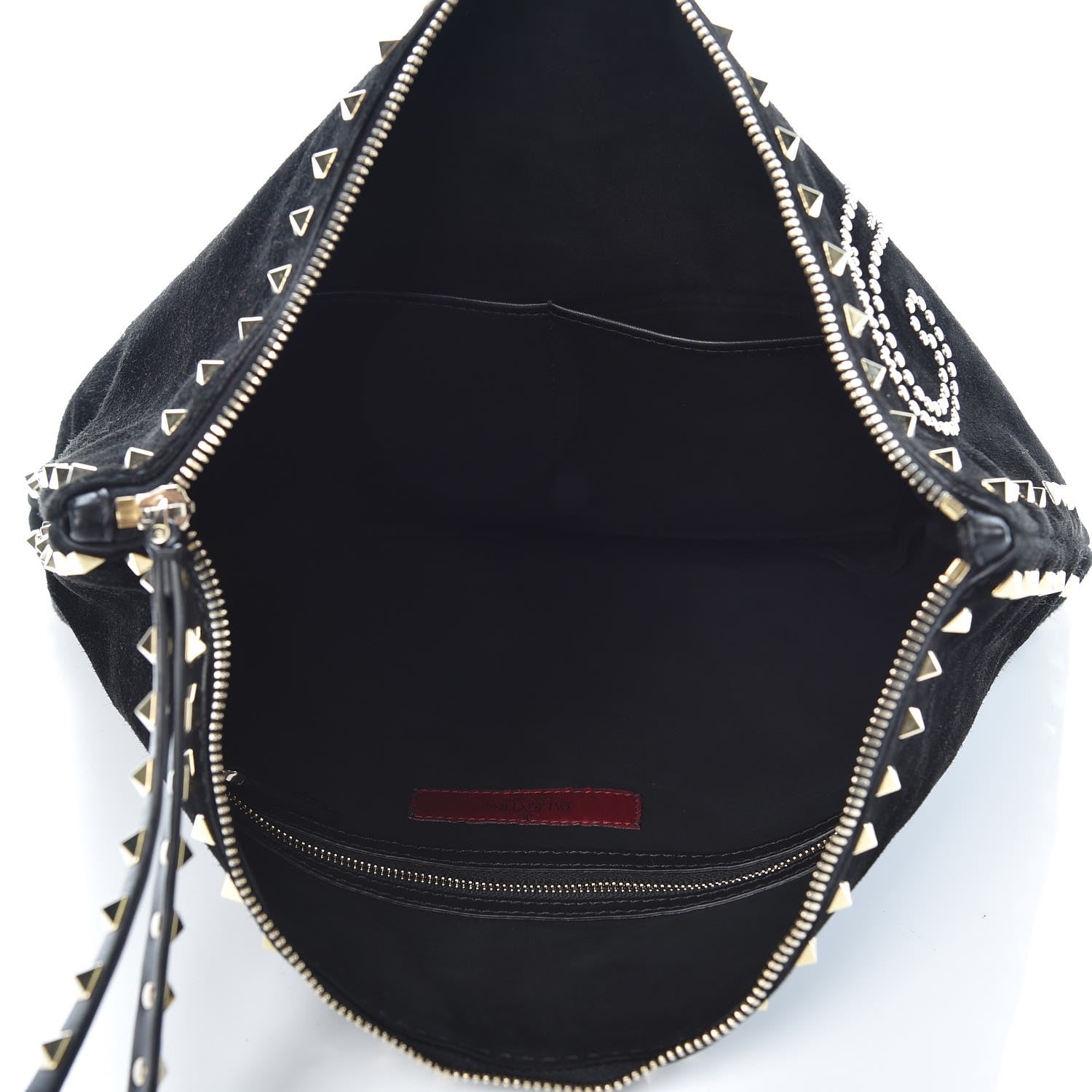 Valentino Garavani Suede Monkey Studded Rockstud Zip Wristlet Pouch Black 5 of 8