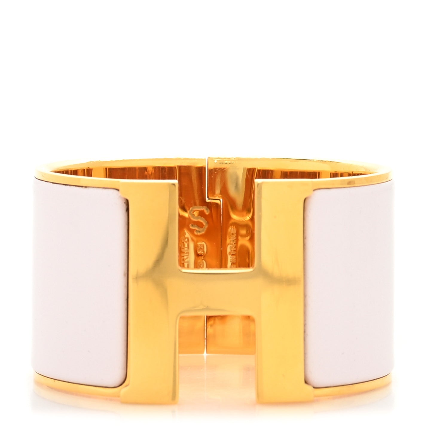 Enamel Extra Wide Clic Clac H Bracelet PM Rose White