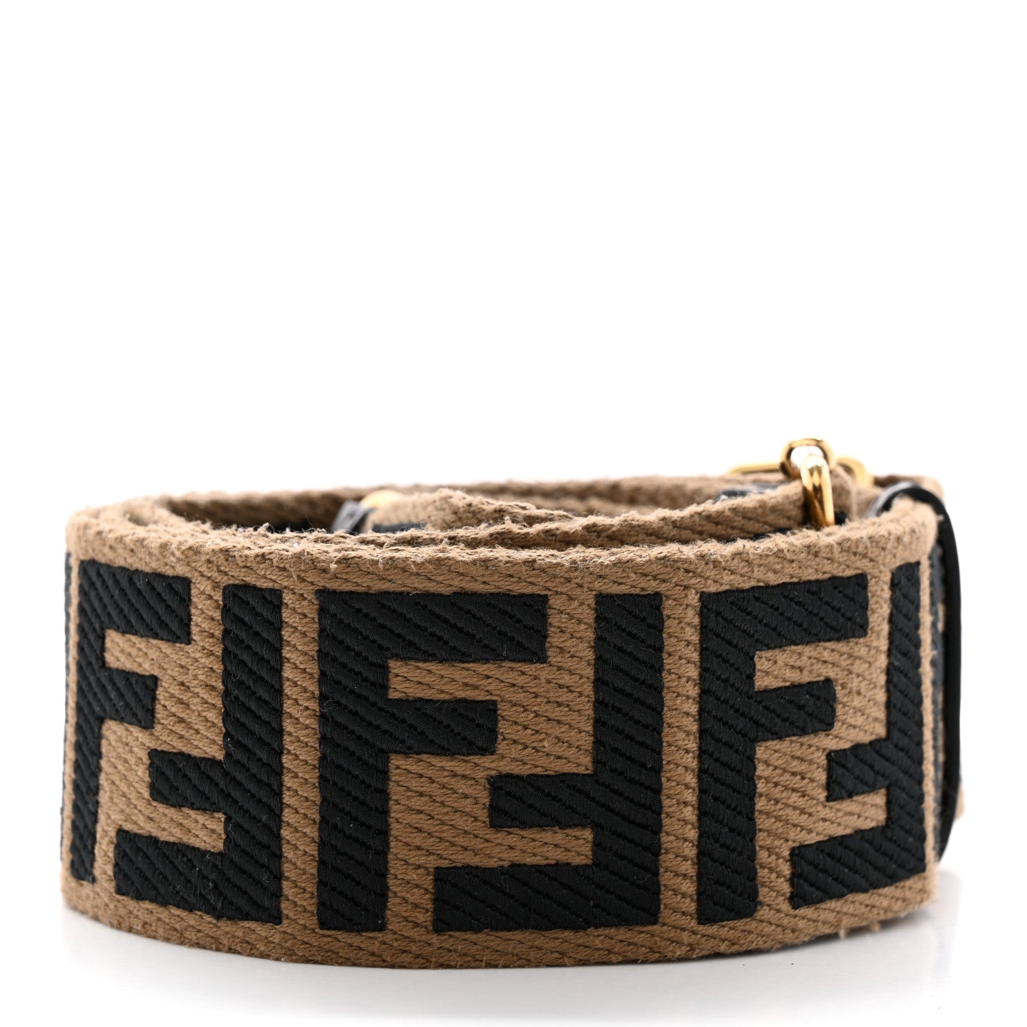 Fendi Ribbon Vitello Seta FF 1974 Adjustable Strap You Fango Marrone Black 2 of 6