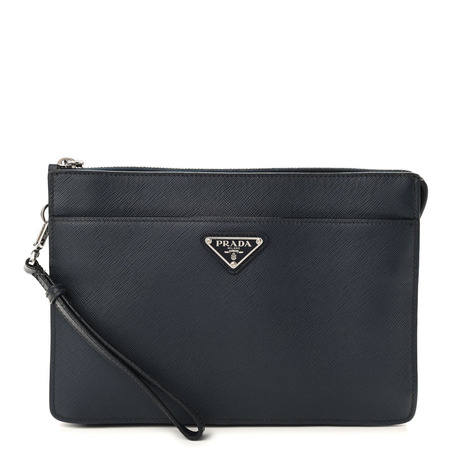 Saffiano Clutch Wristlet Bag Navy