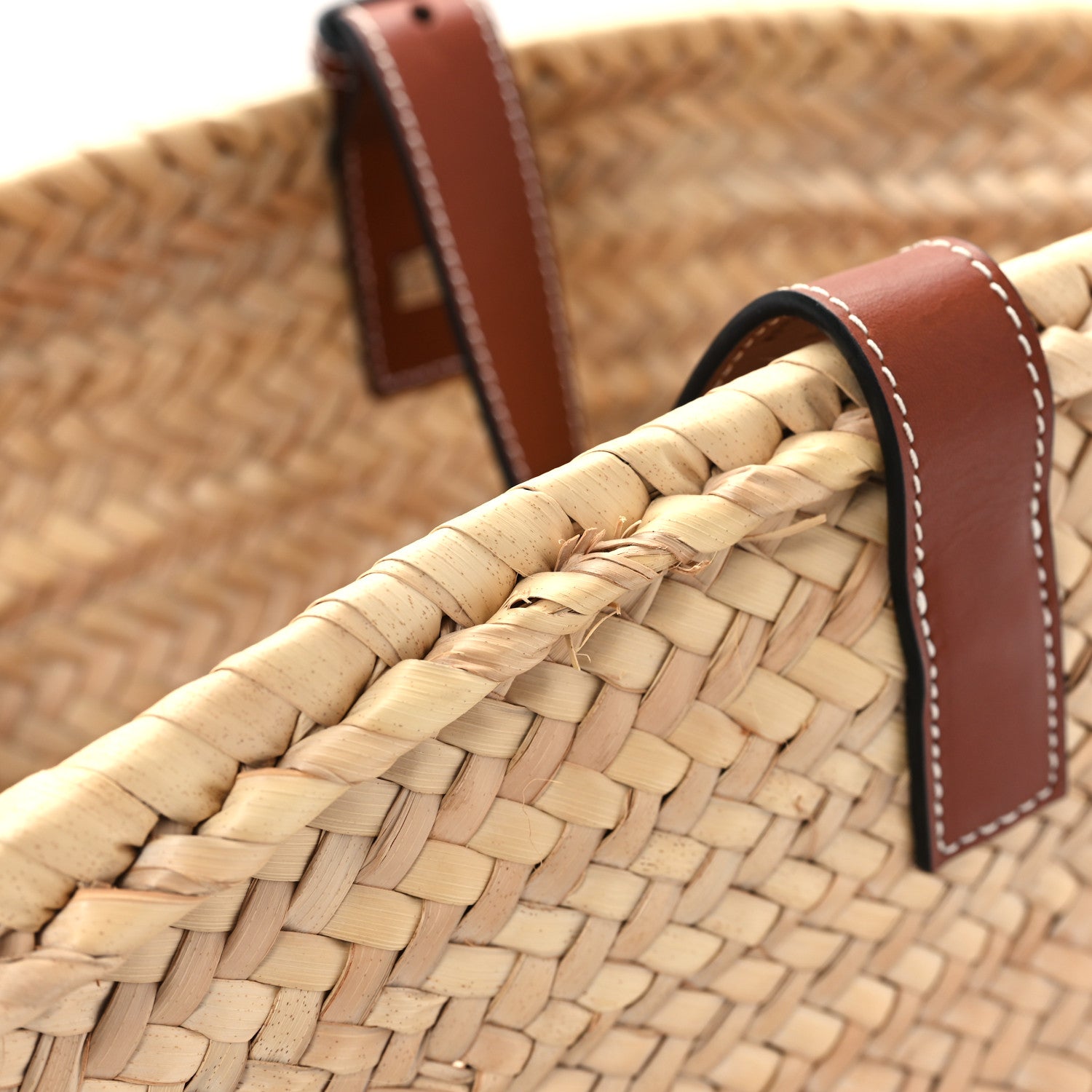 Loewe Raffia Floral Embroidered Medium Basket Tote Bag Natural Tan 10 of 11