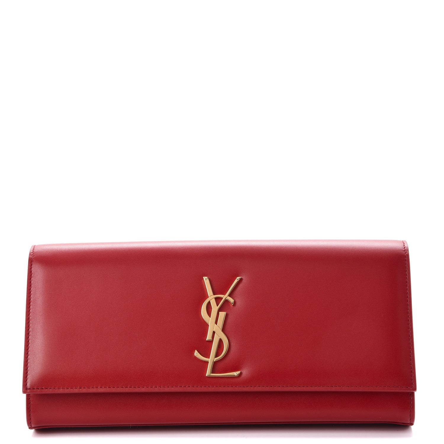 Saint Laurent Calfskin Monogram Cassandre Clutch Rouge Orient 1 of 7