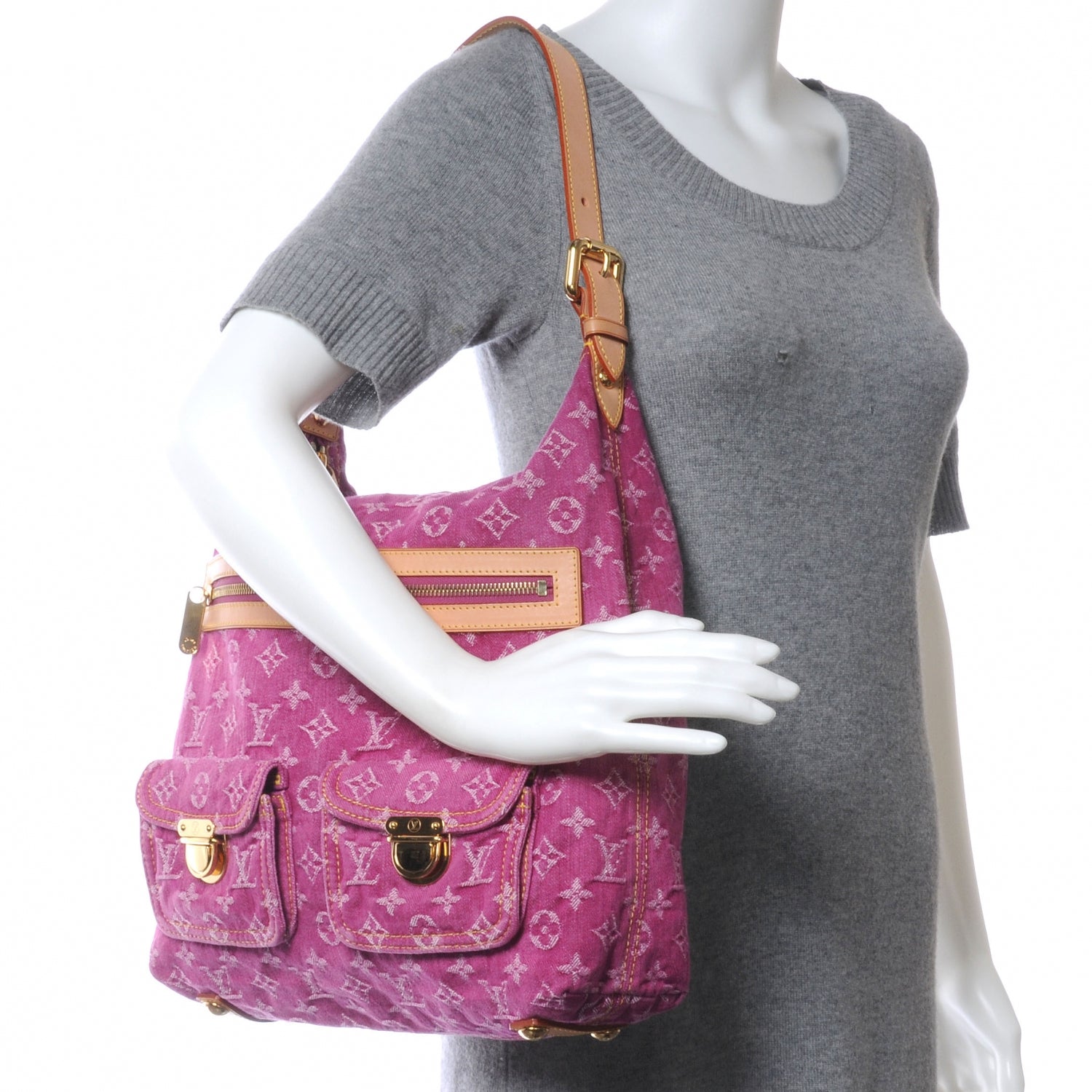 Louis Vuitton Denim Baggy GM Fuchsia 2 of 7