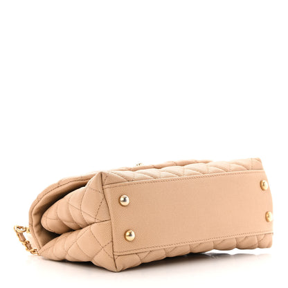 Chanel Caviar Lizard Embossed Quilted Mini Coco Handle Flap Beige 4 of 13