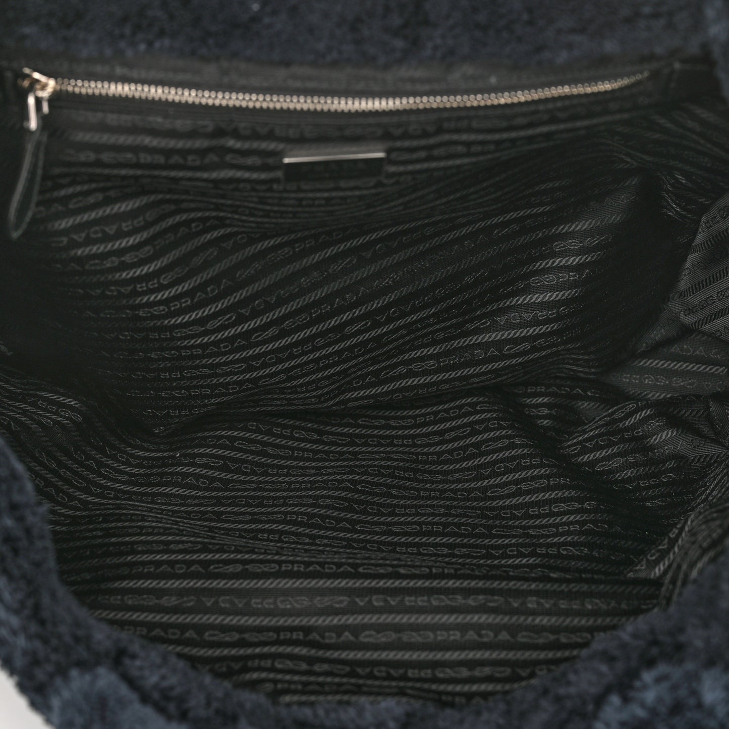Terry Cloth Tote Bag Black White