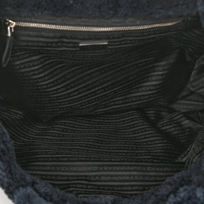 Prada Terry Cloth Tote Bag Black White 5 of 9