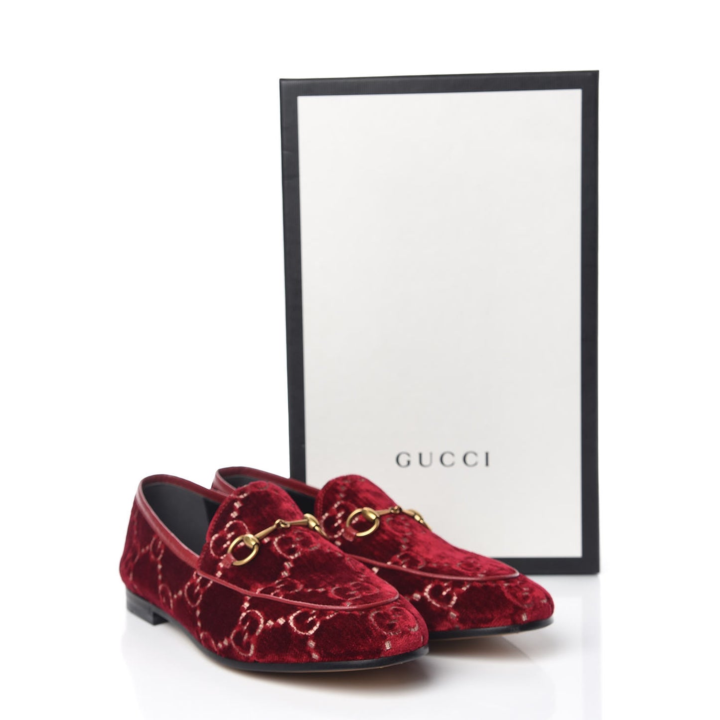 Velvet Malaga Kid GG Monogram Horsebit Womens Jordaan Loafers 38.5 Red Cipria Romantic Cerise