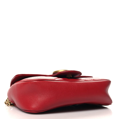 Gucci Calfskin Matelasse Super Mini GG Marmont Shoulder Bag Hibiscus Red 4 of 11