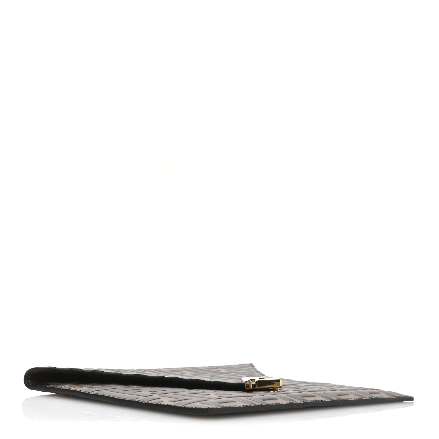 Fendi Vitello Ceylon Bi-Color FF 1974 Embossed FF Diamonds Flat Envelope Pouch Maya Black 4 of 8