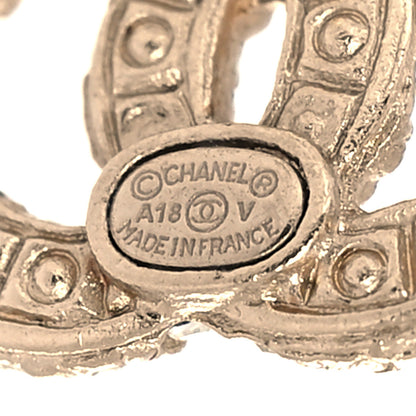 Chanel Pearl Crystal CC Earrings Light Gold 4 of 4