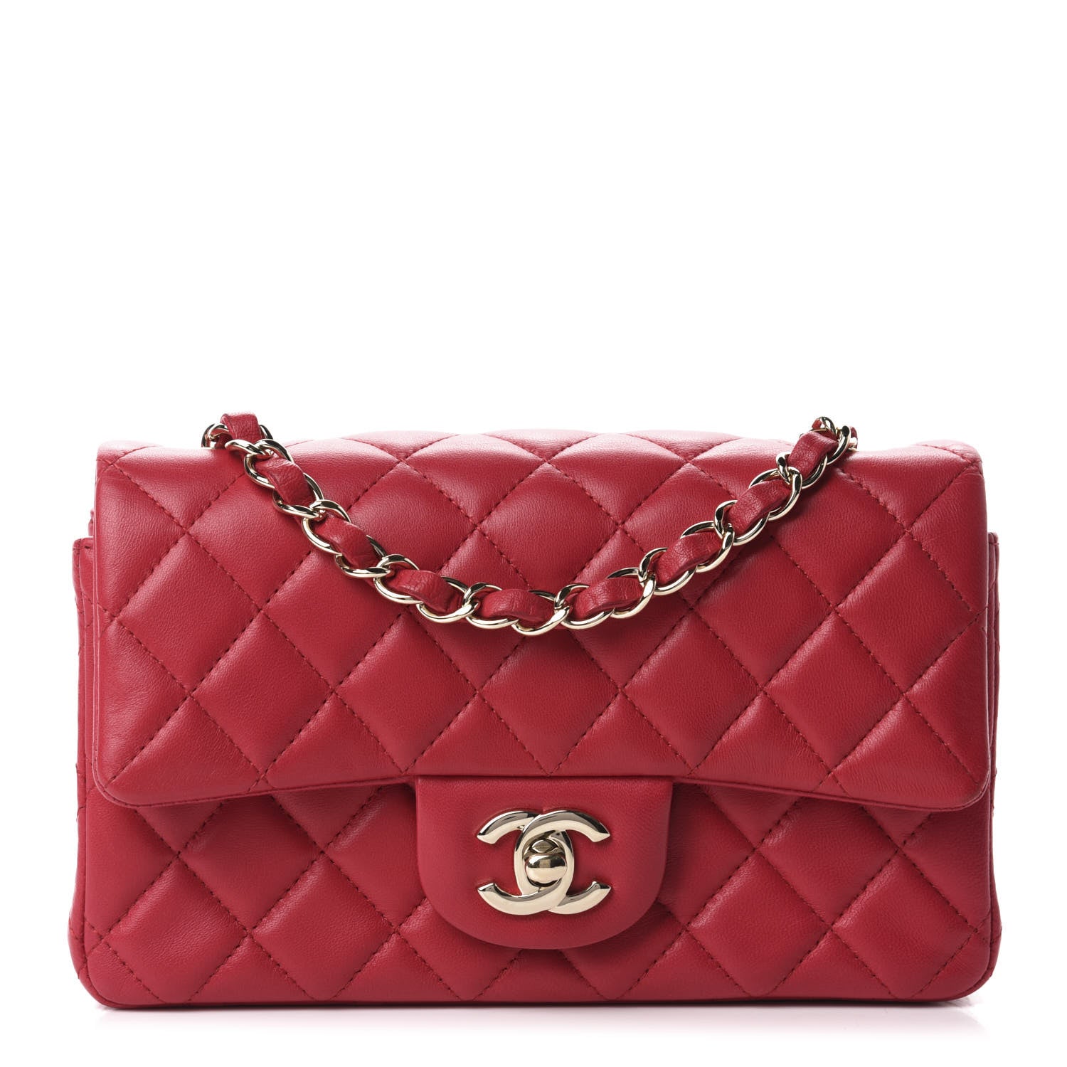 Chanel Lambskin Quilted Mini Rectangular Flap Red 1 of 11