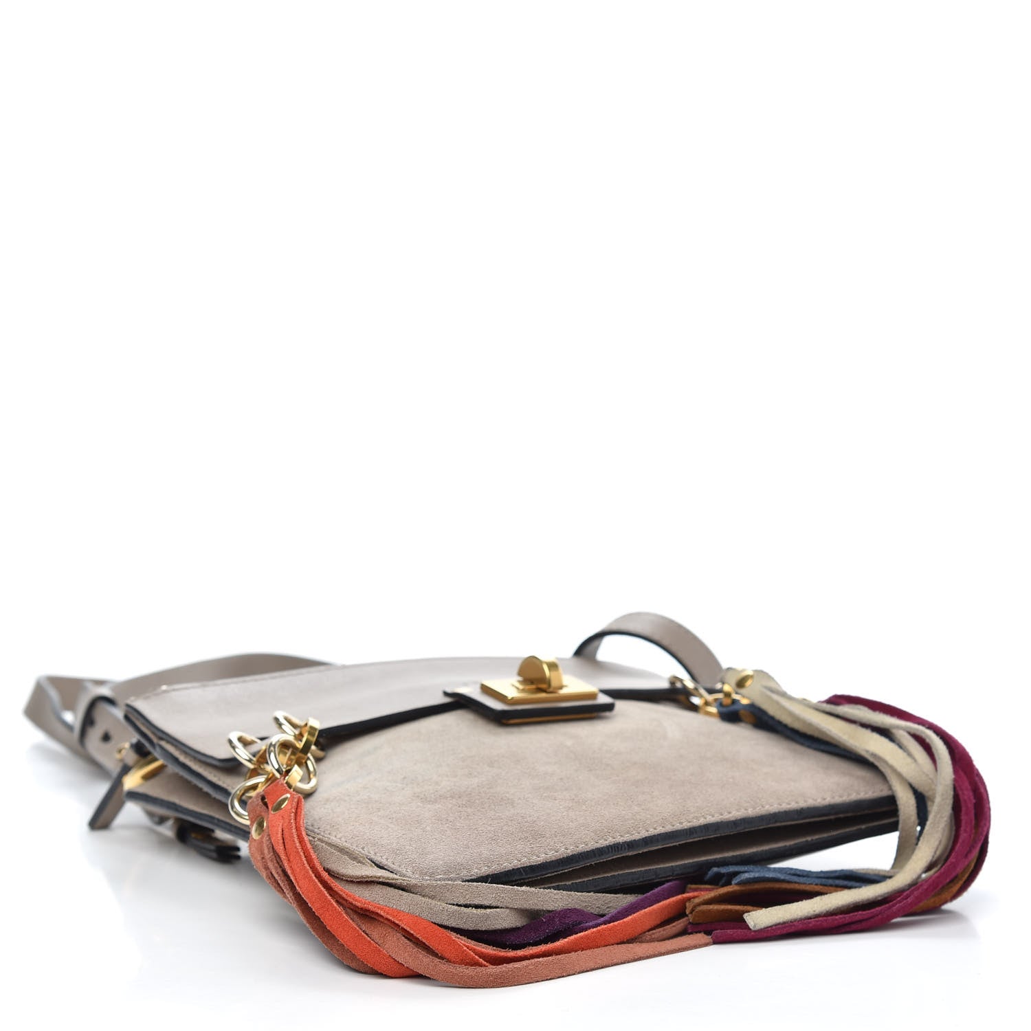 Chloe Calfskin Suede Small Jane Fringe Bag Motty Grey 4 of 10
