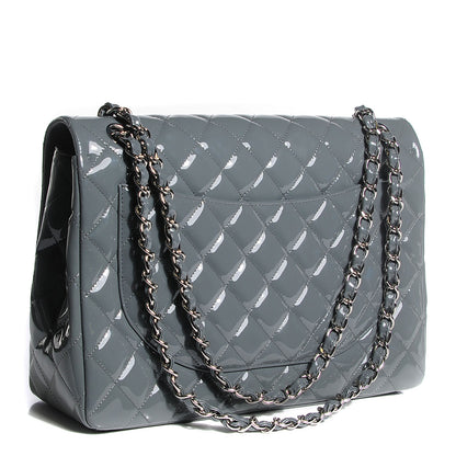 Chanel Patent Quilted Maxi Single Flap Grey 3 of 9
