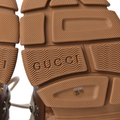 Gucci X SEGA Suede Calfskin GG Monogram Womens Flashtrek High-Top Sneakers 35.5 New Cuir Beige Ruggine 8 of 9