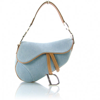 Christian Dior Denim Calfskin Saddle Bag Blue 1 of 11