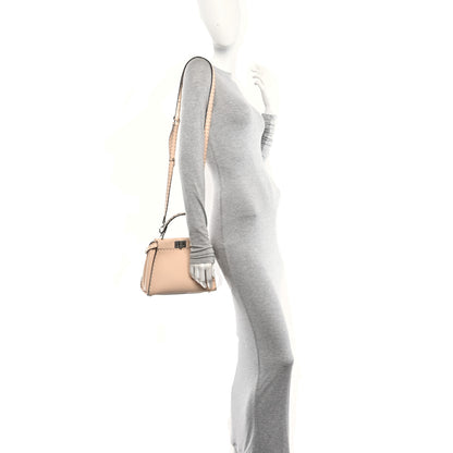 Fendi Cuoio Romano Snakeskin Selleria Mini Peekaboo Iconic Satchel Rosa Plaster 2 of 9