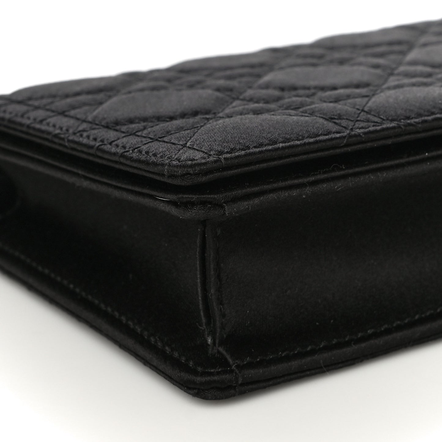 Satin Cannage Lady Dior Clutch Black