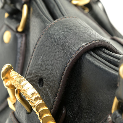 Prada Cervo Large Animalier Satchel Black 10 of 14