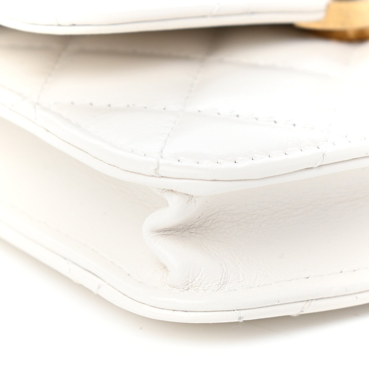 Calfskin Quilted Perfect Fit Coin Purse With Chain White