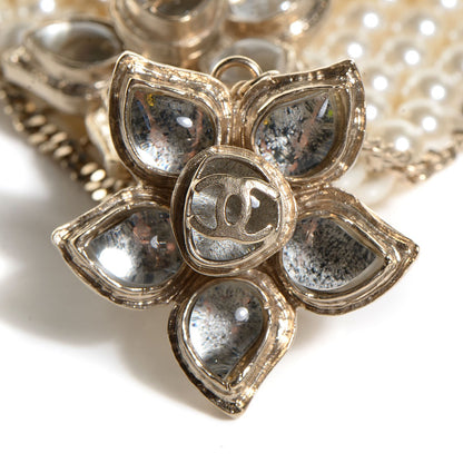Chanel Pearl Gripoix Flower Chain Ring Bracelet Silver 4 of 6