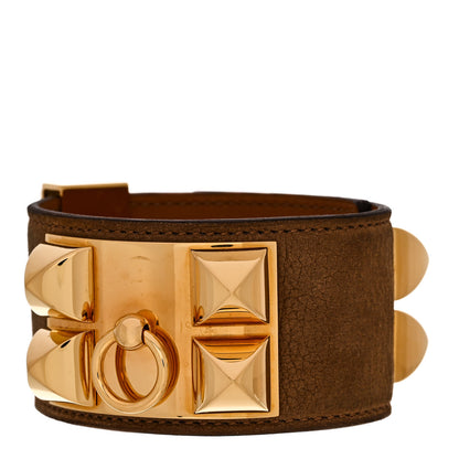 Hermes Veau Doblis Suede Collier de Chien CDC Bracelet L Muscade 1 of 6