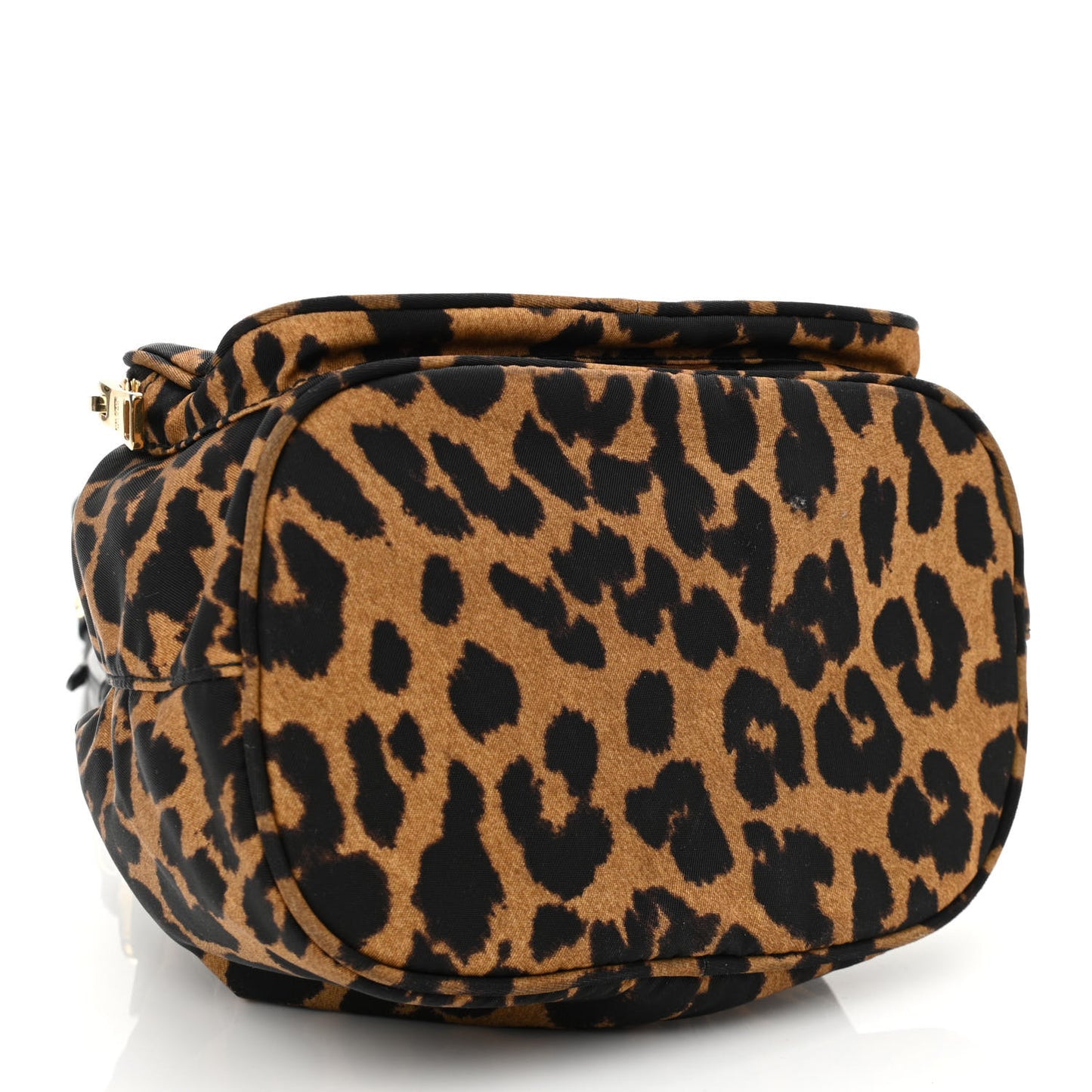 Tessuto Nylon Leopard Print Mini Bucket Bag Miele