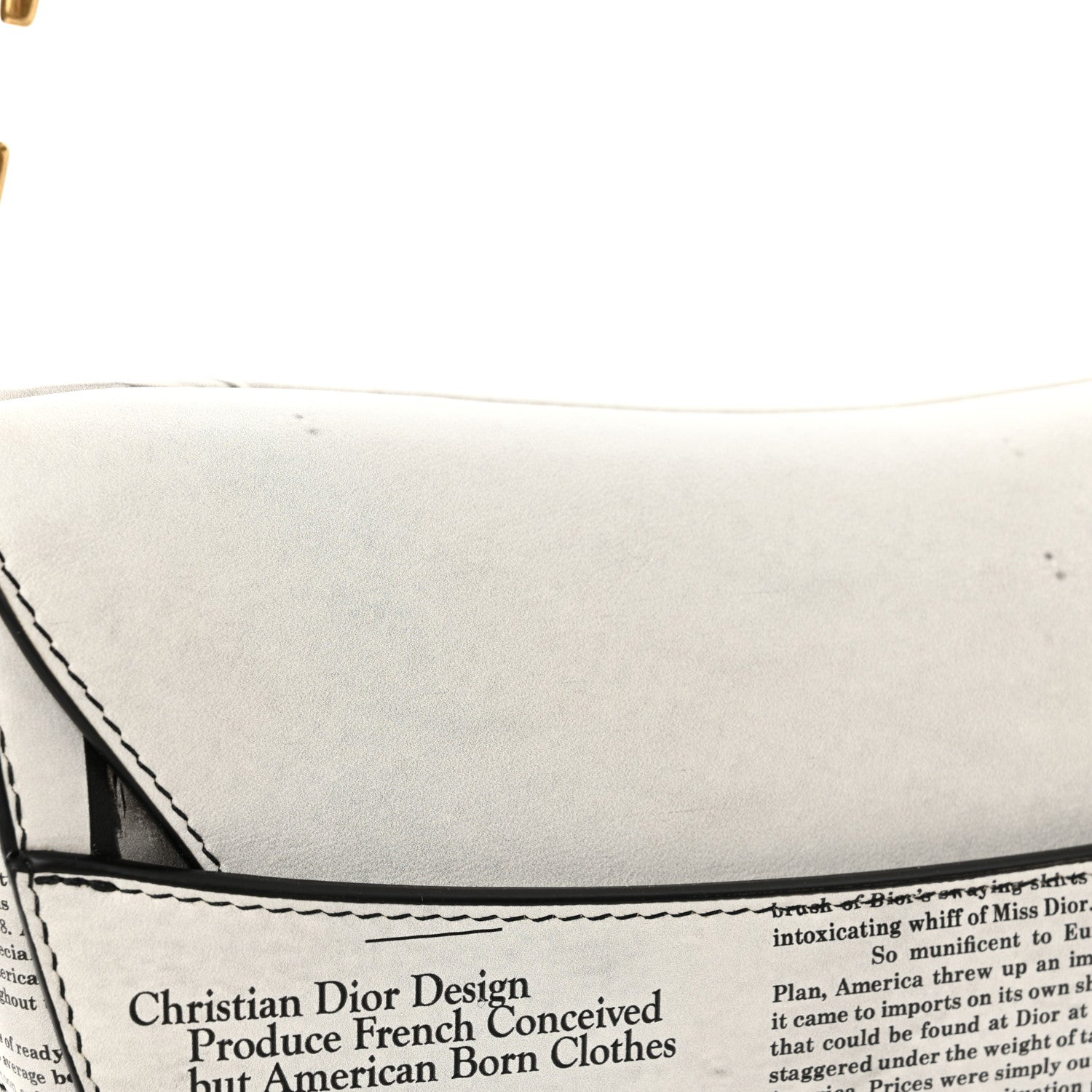 Christian Dior Calfskin Newspaper Printed Saddle Bag With Strap Black White 12 of 13