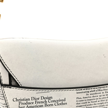 Christian Dior Calfskin Newspaper Printed Saddle Bag With Strap Black White 12 of 13