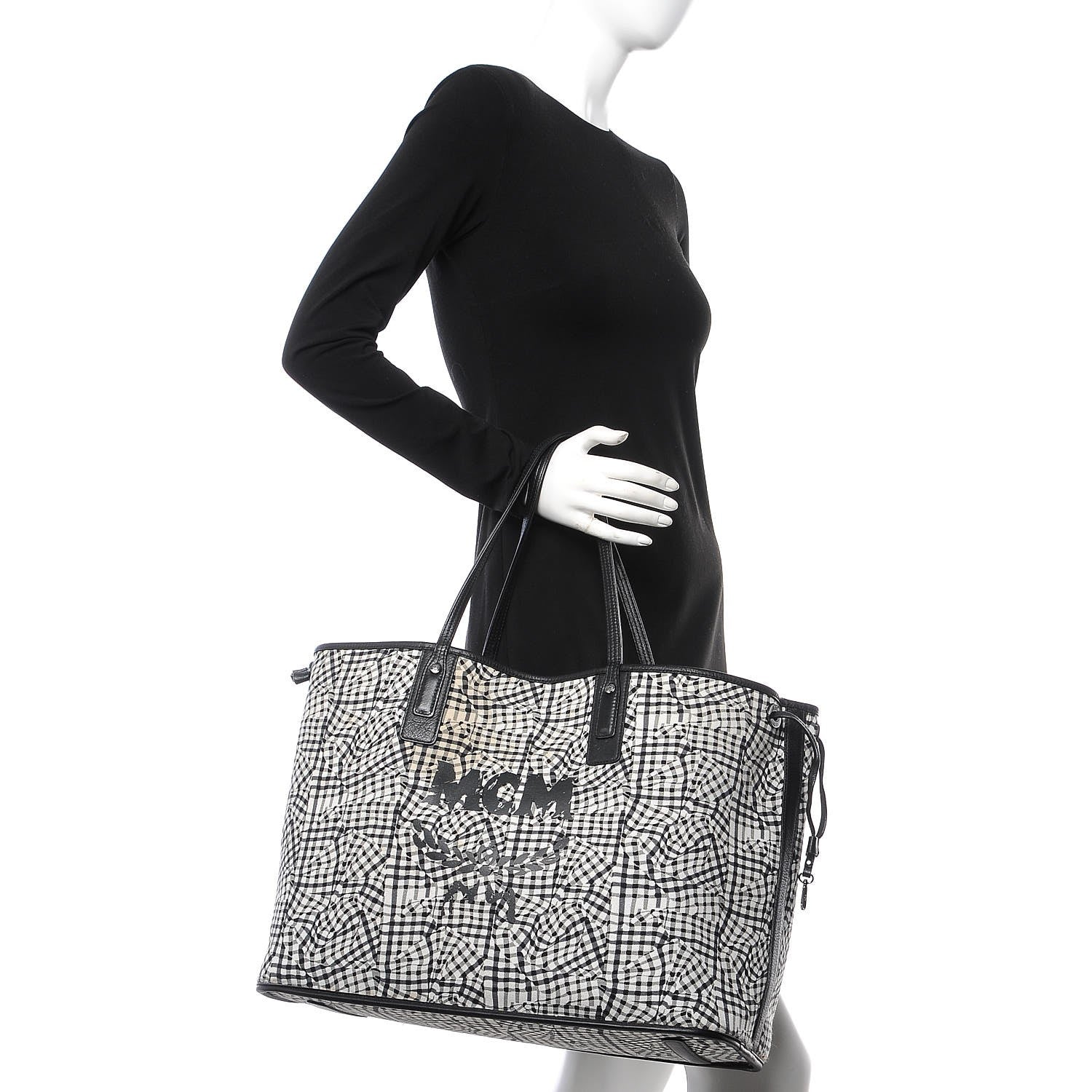 MCM Visetos Large Liz Reversible Shopper Tote Black 2 of 14