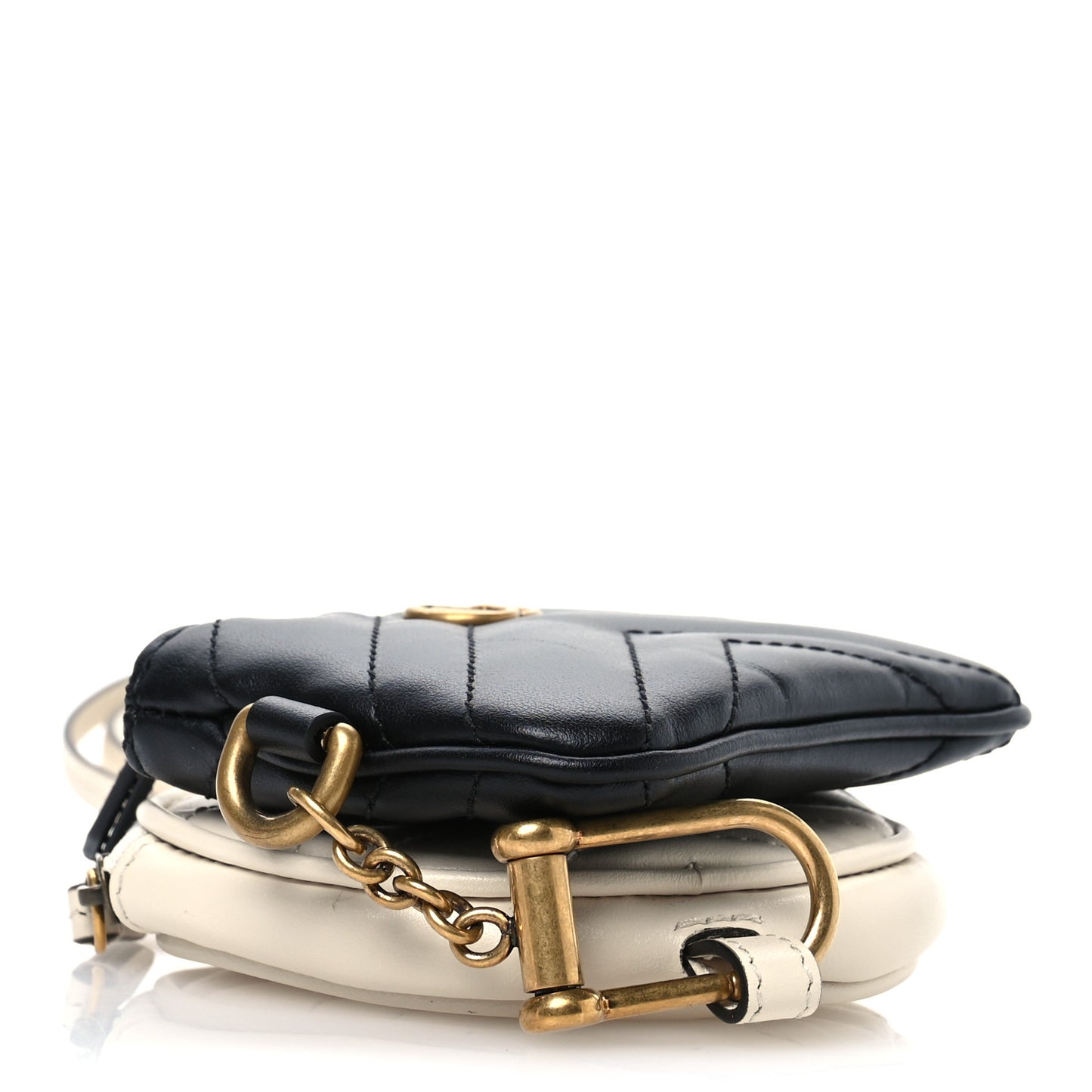 Calfskin Matelasse GG Marmont Round Coin Purse And Key Case White Black