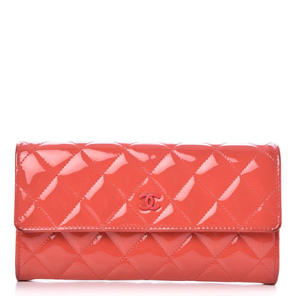 Chanel Patent Calfskin Quilted Large Flap Wallet Dark Pink 1 of 15