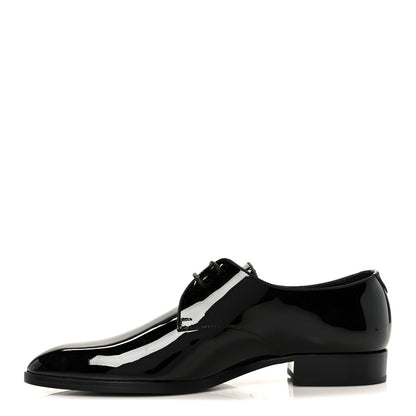 Saint Laurent Patent Baltimora Lace Up Derby Shoes 39.5 Black 1 of 9