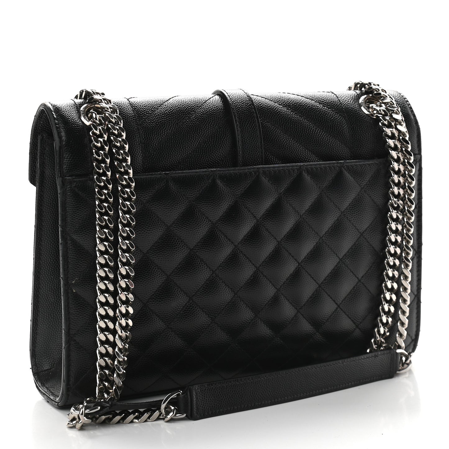 Grain De Poudre Textured Mixed Matelasse Triquilt Medium Monogram Satchel Black