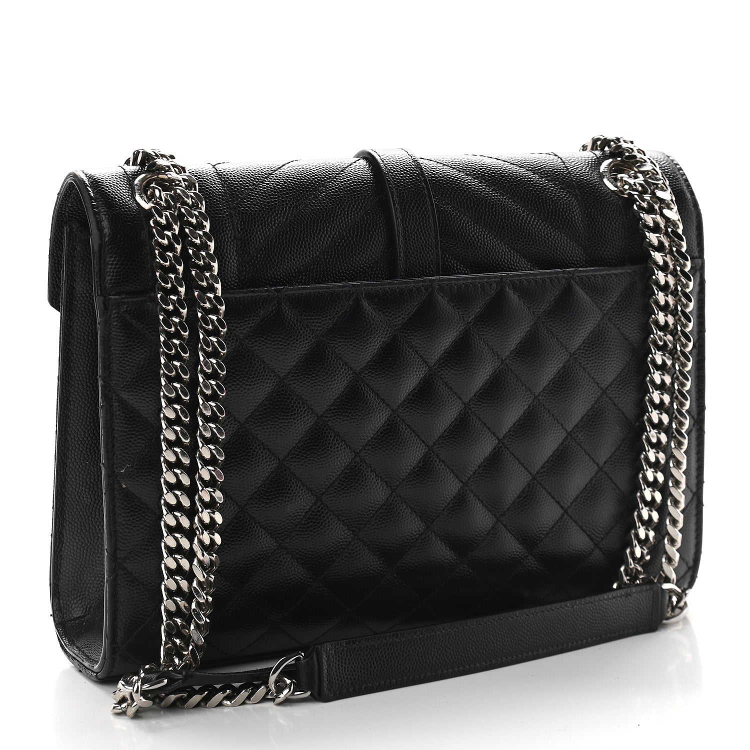 Saint Laurent Grain De Poudre Textured Mixed Matelasse Triquilt Medium Monogram Satchel Black 3 of 10