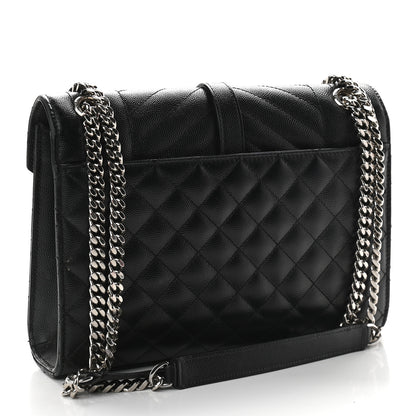 Saint Laurent Grain De Poudre Textured Mixed Matelasse Triquilt Medium Monogram Satchel Black 3 of 10