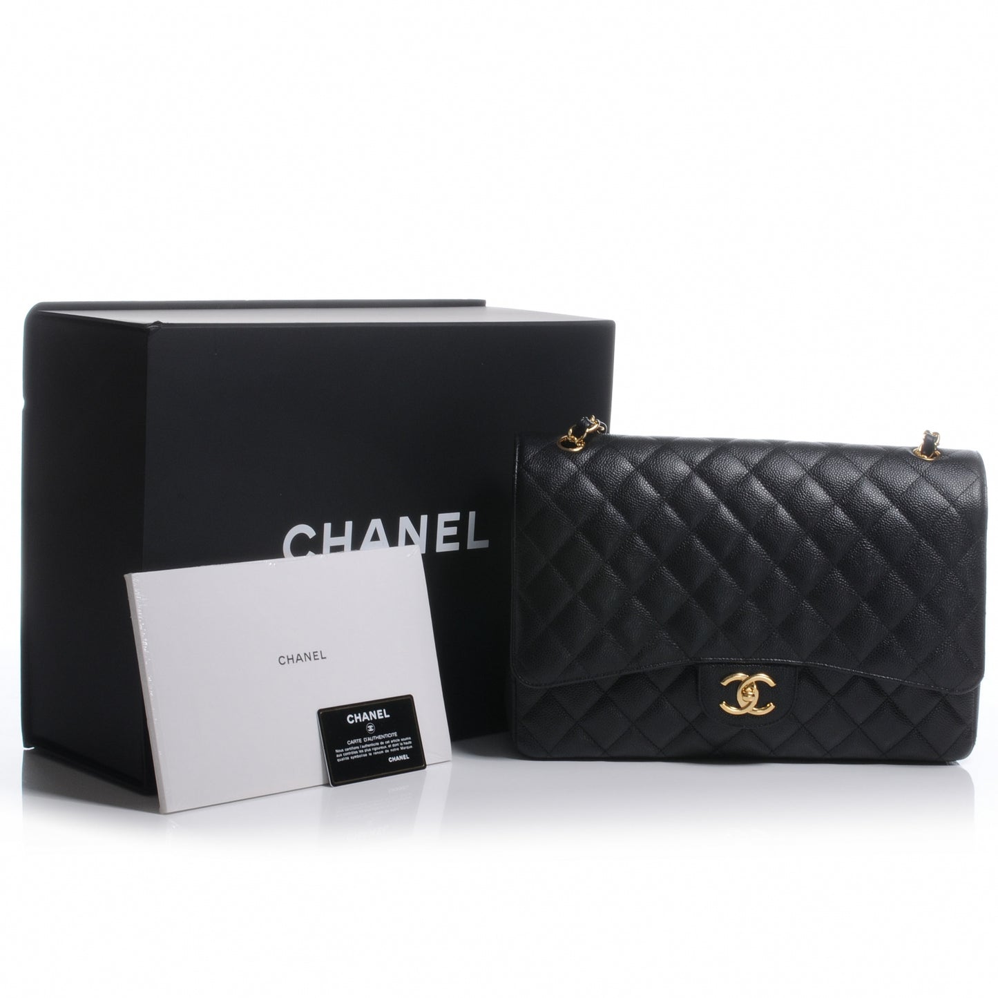 Caviar Quilted Maxi Double Flap Black