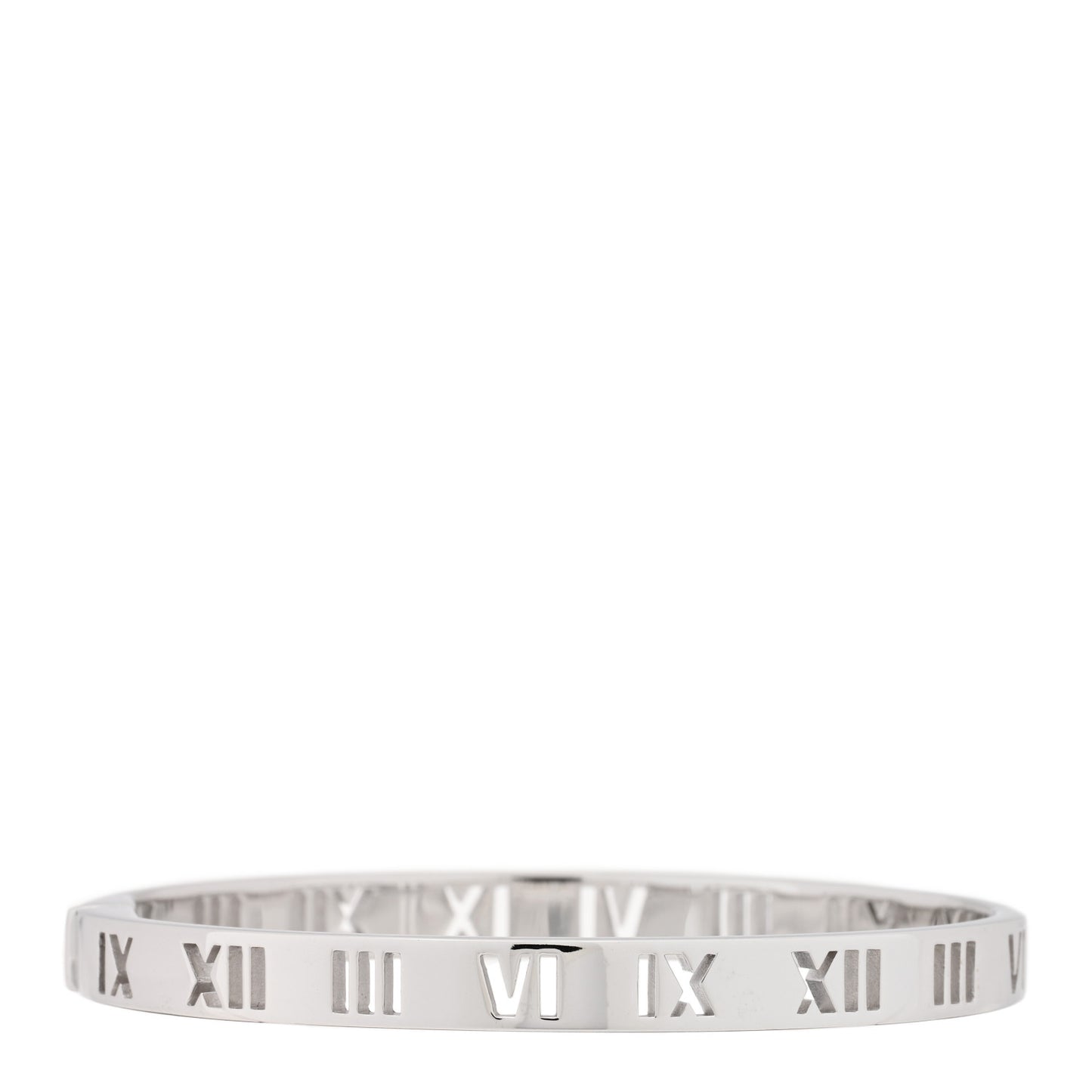 18K White Gold Diamond Atlas Pierced Hinged Bangle Bracelet
