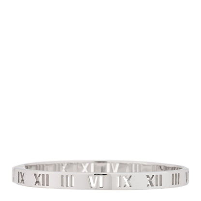 Tiffany 18K White Gold Diamond Atlas Pierced Hinged Bangle Bracelet 2 of 4