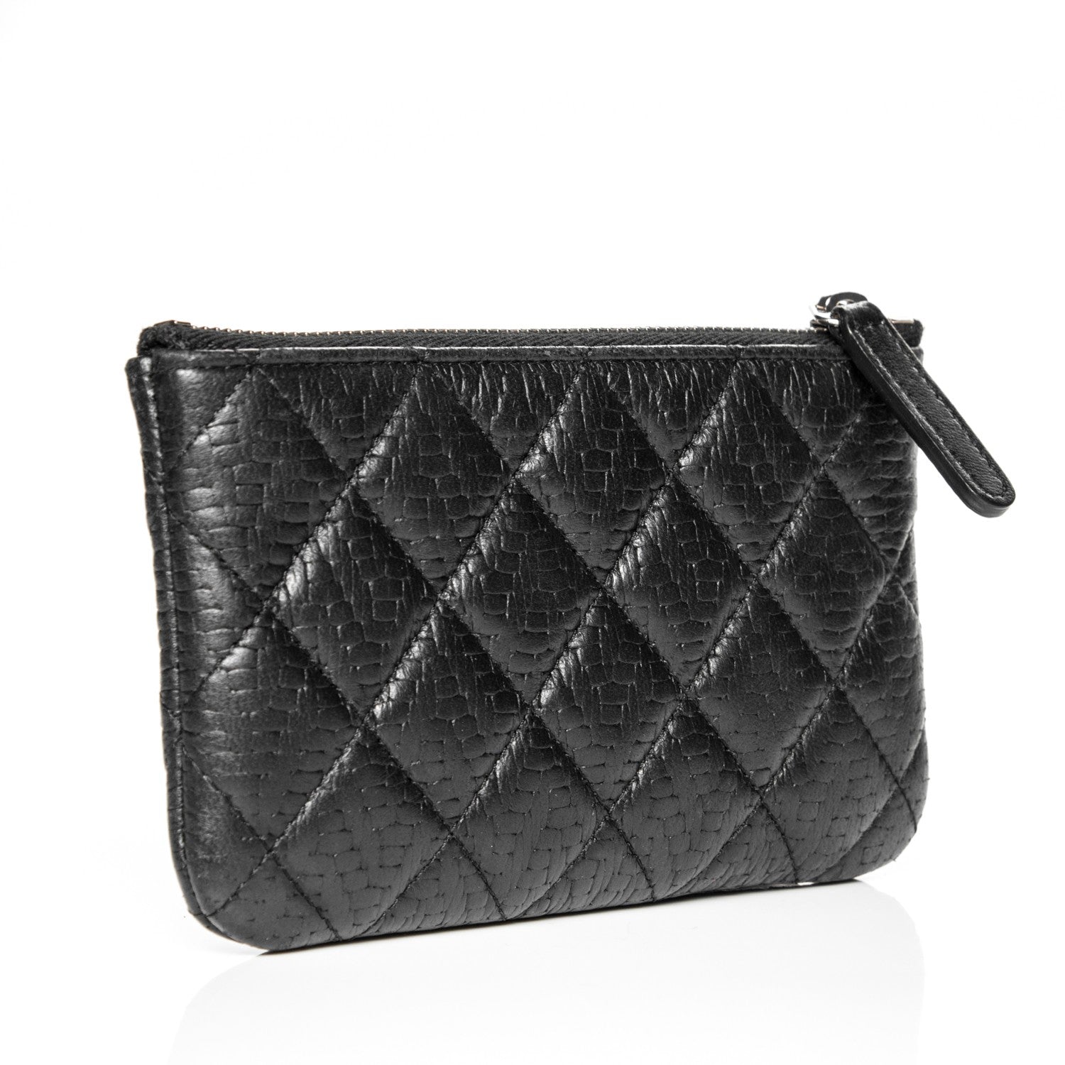 Chanel Woven Lambskin Quilted Small Cosmetic Pouch Black 3 of 6